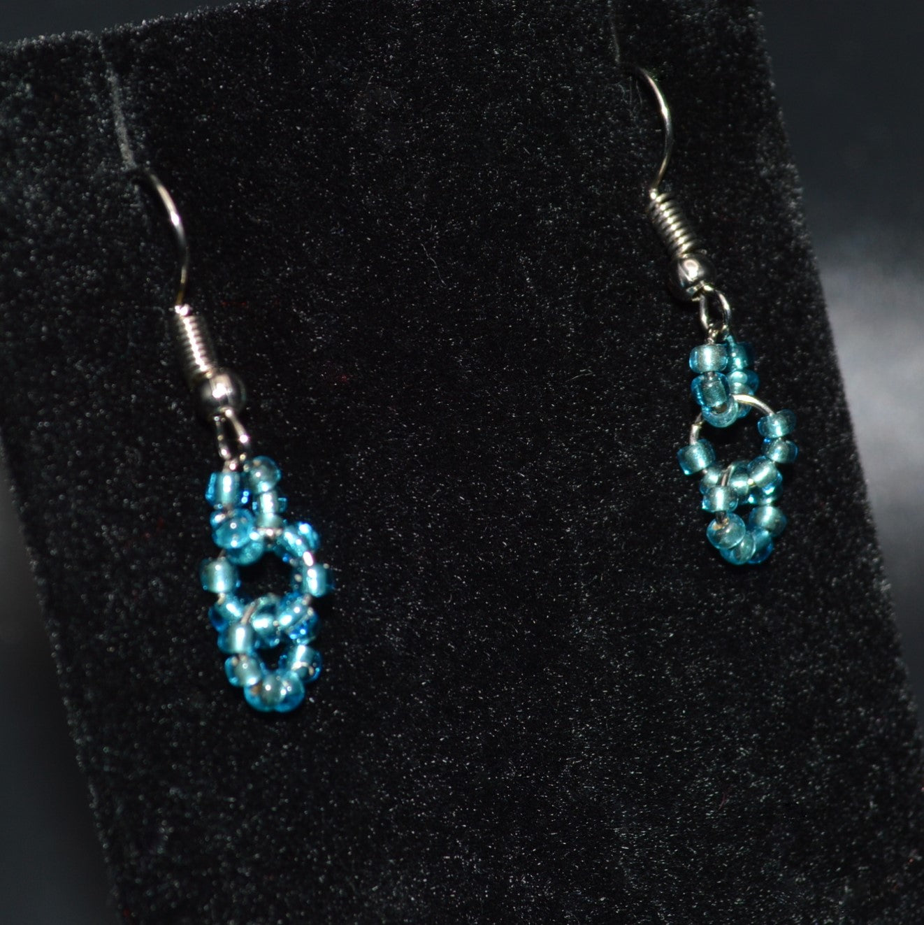 Aqua Seed Bead Earrings