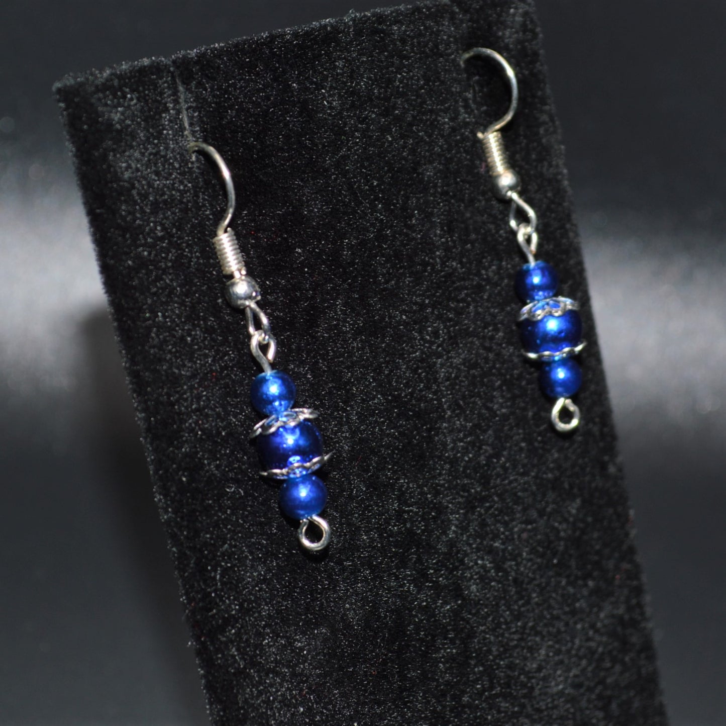 Royal Blue Glass Beaded Earrings