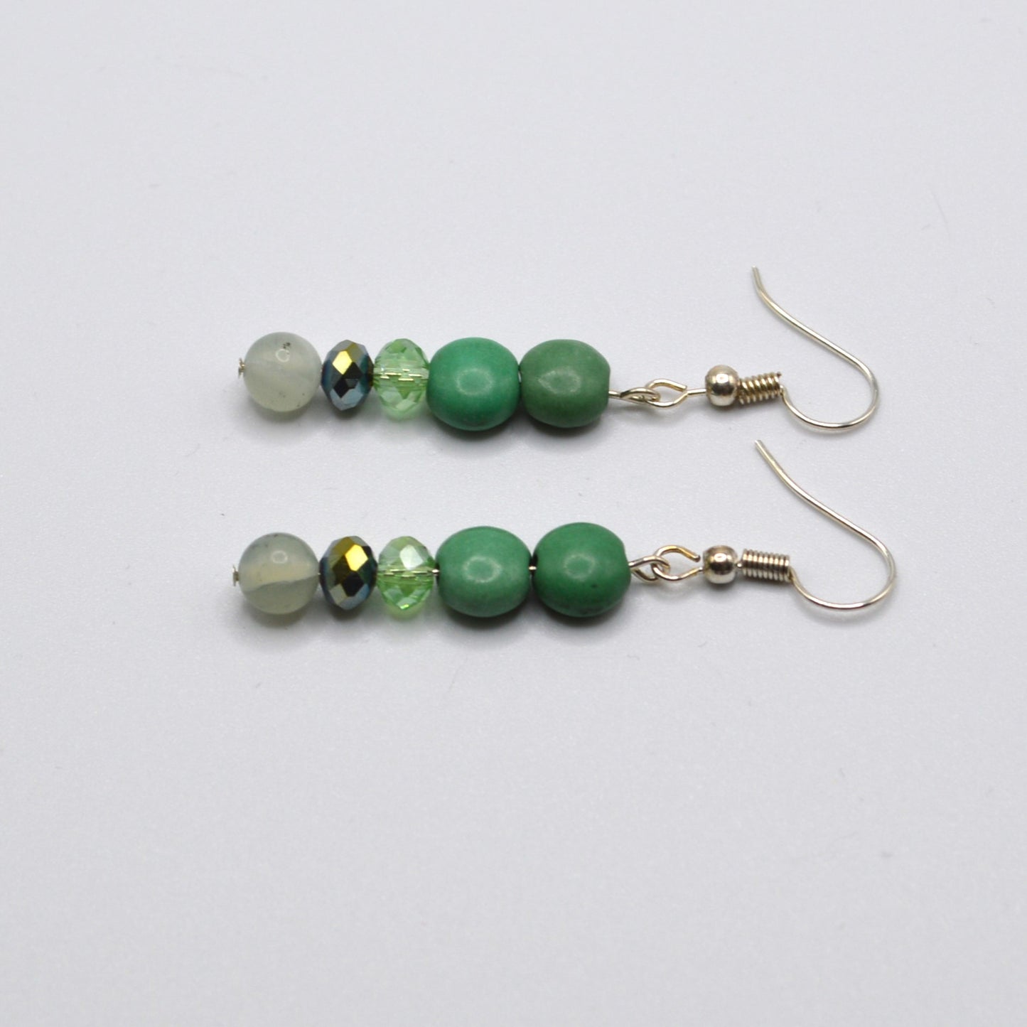 Green Magnesite and Crystal Earrings