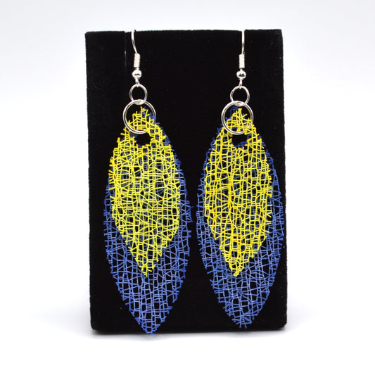 Yellow and Blue Leaf Earrings