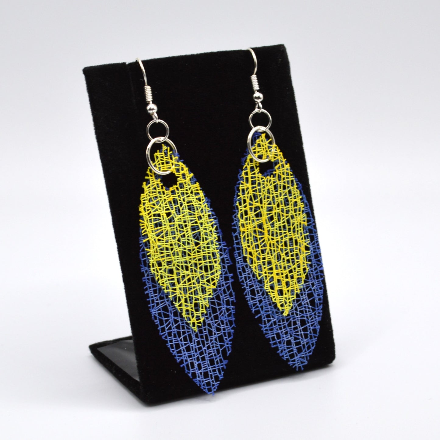 Yellow and Blue Leaf Earrings