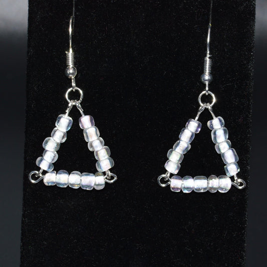 White Triangle Seed Bead Earrings