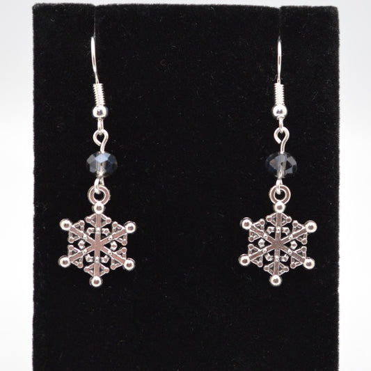 Snowflake Earrings Style 6 with Light Topaz Crystal Beads for Winter and Christmas