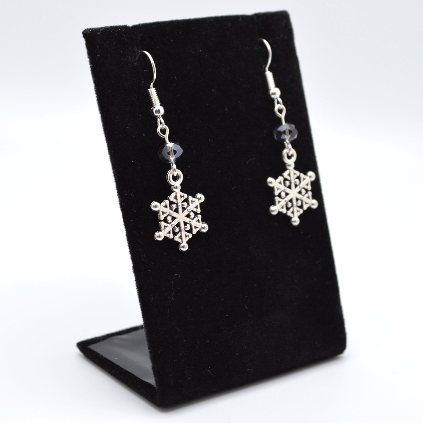 Snowflake Earrings Style 6 with Light Topaz Crystal Beads for Winter and Christmas