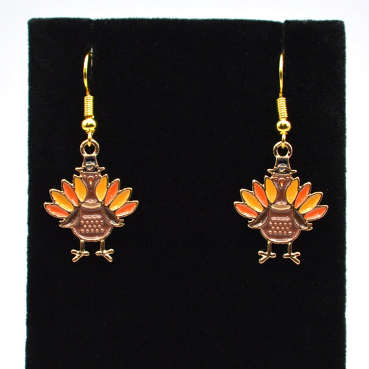 Turkey with a Pilgrim Hat Earrings
