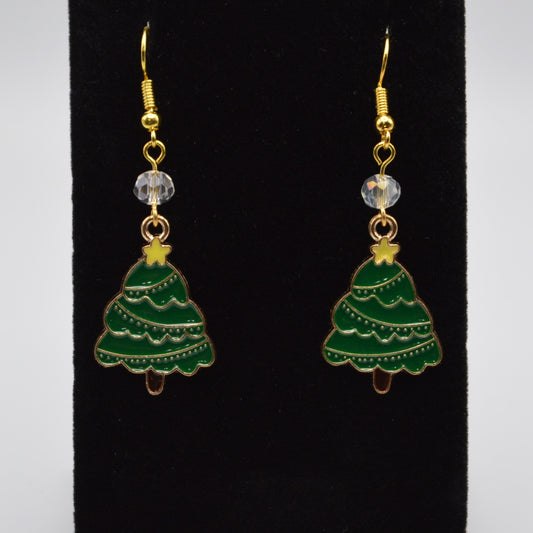 Christmas Tree with a Yellow Star Earrings