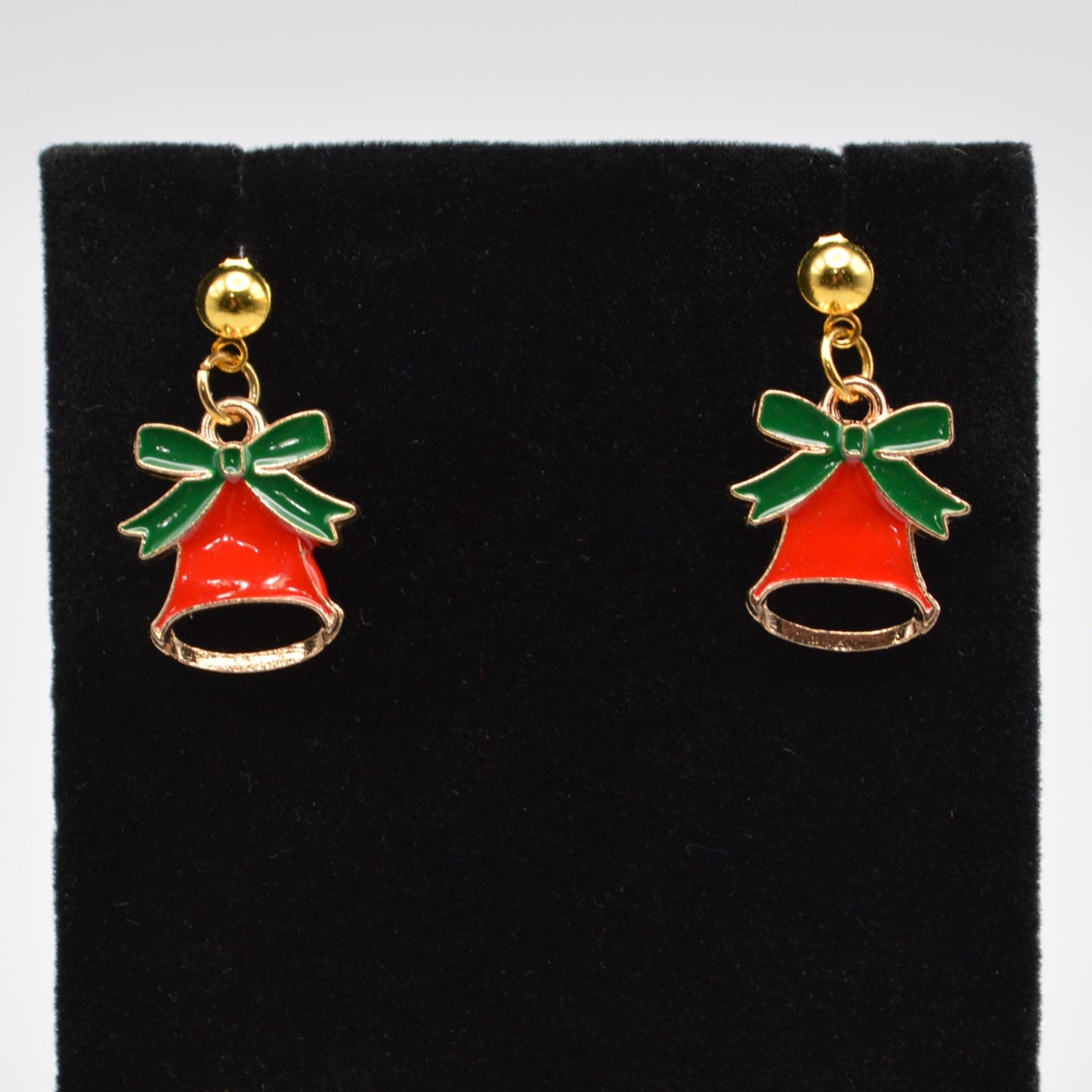Red Bell with a Green Bow Earrings
