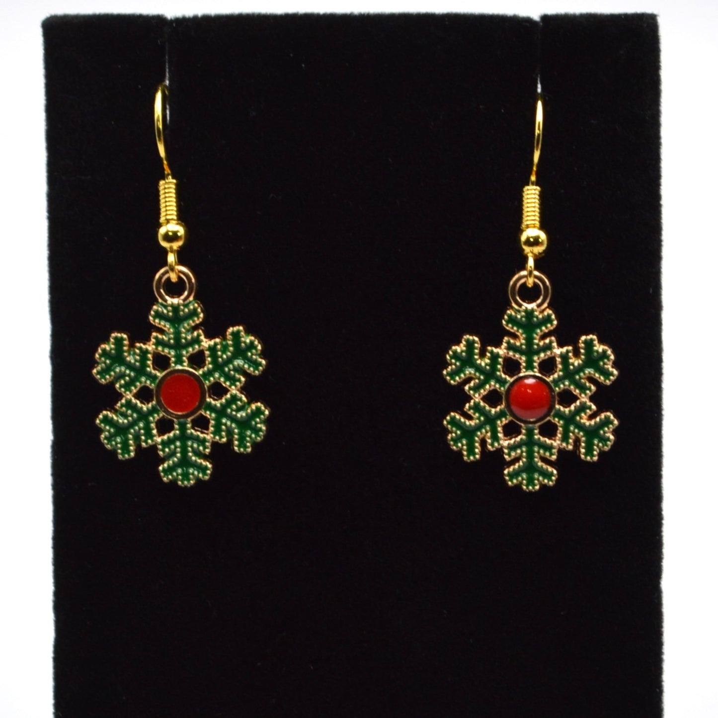 Snowflake Wreath Gold Earrings for Winter and Christmas