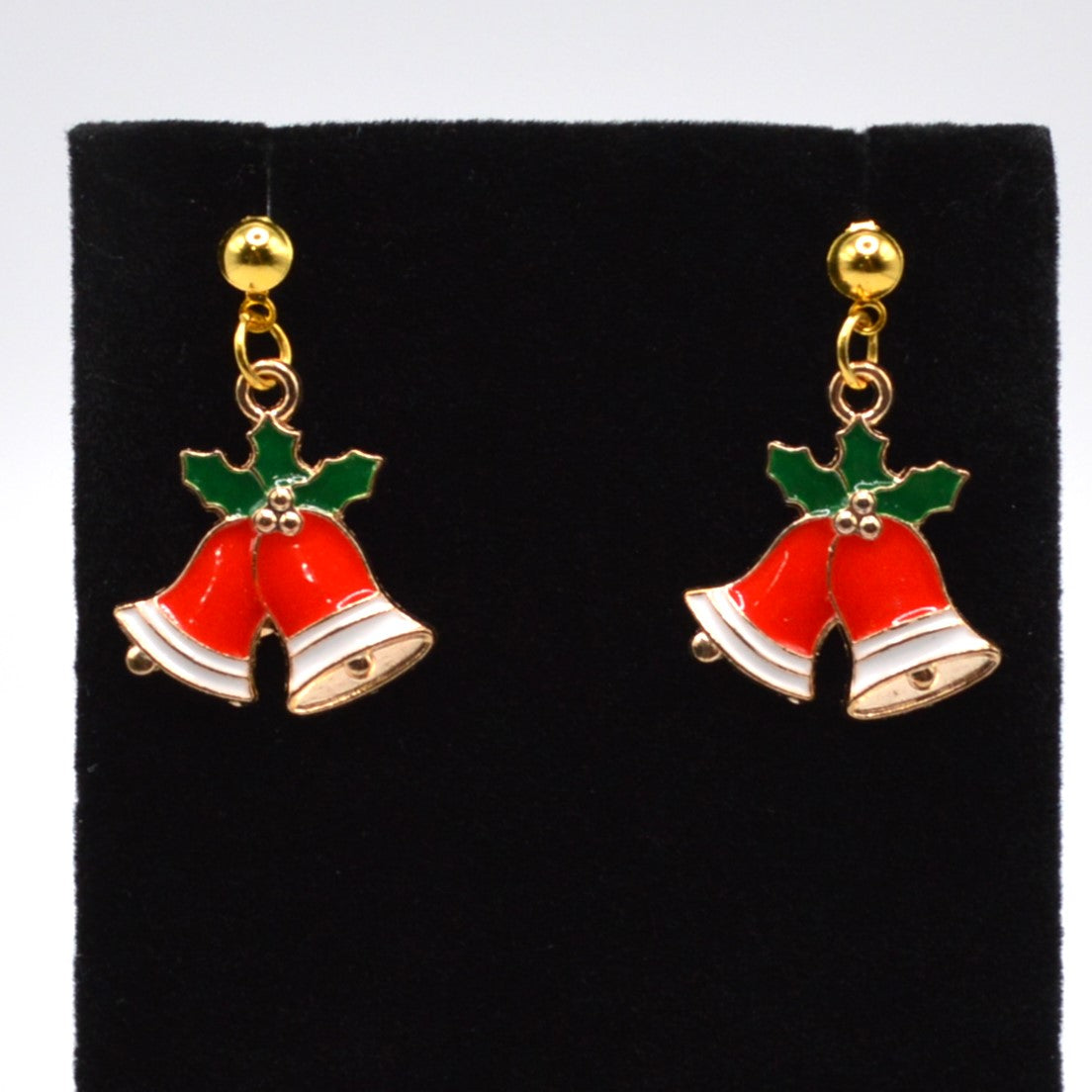 Red Bells with Mistletoe Earrings