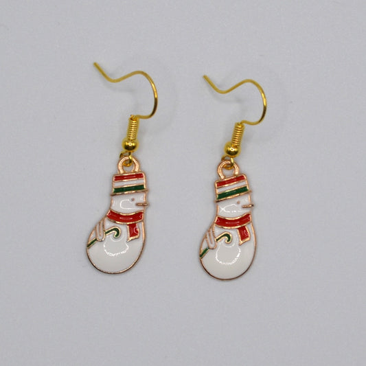 Snowman Holding a Cane Earrings