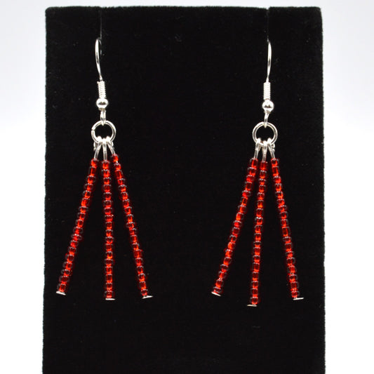 Red Seed Bead Earrings
