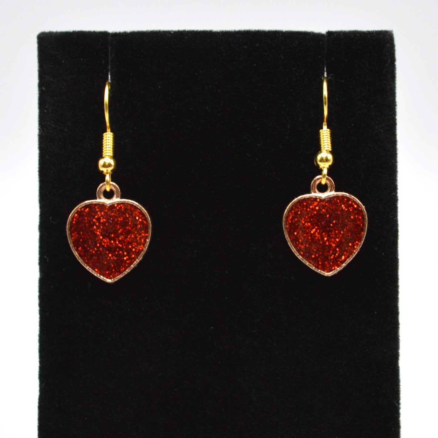 Red Glitter Heart Earrings