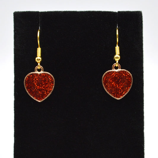 Red Glitter Heart Earrings