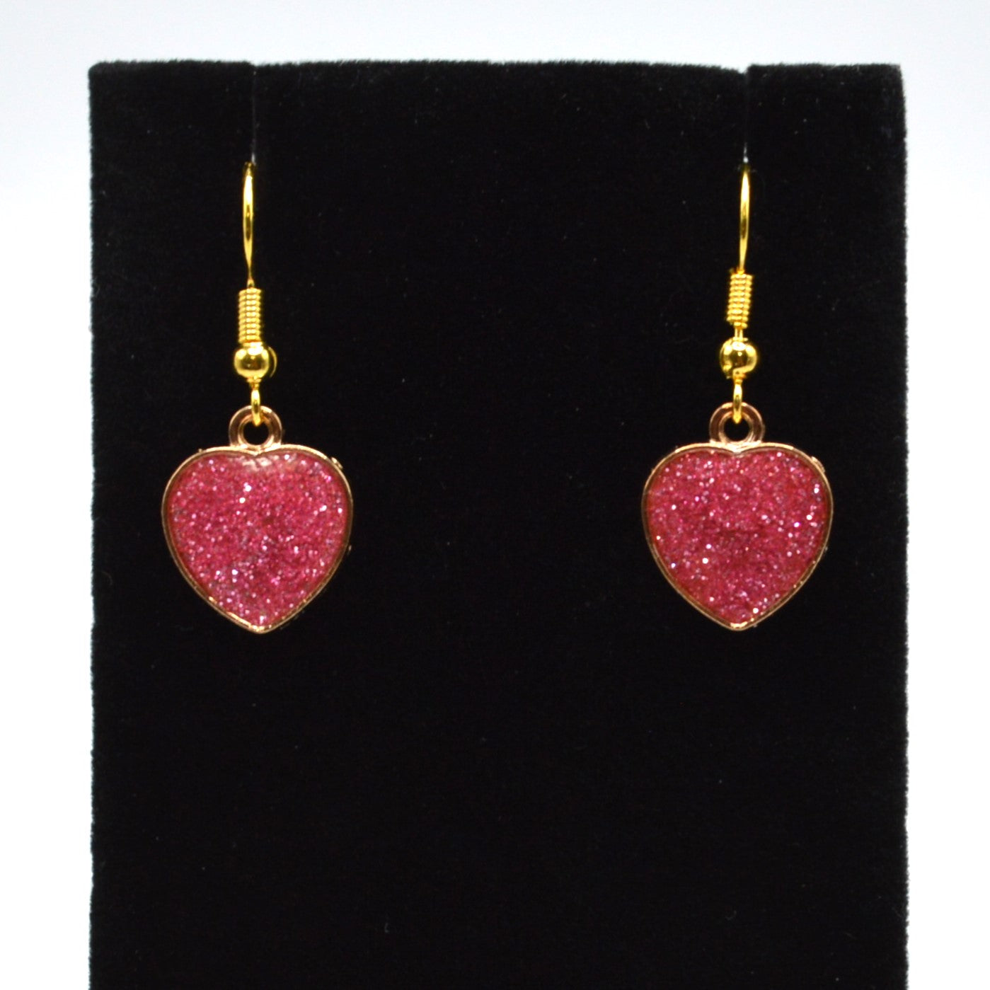 Pink Glitter Heart Earrings