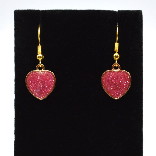 Pink Glitter Heart Earrings