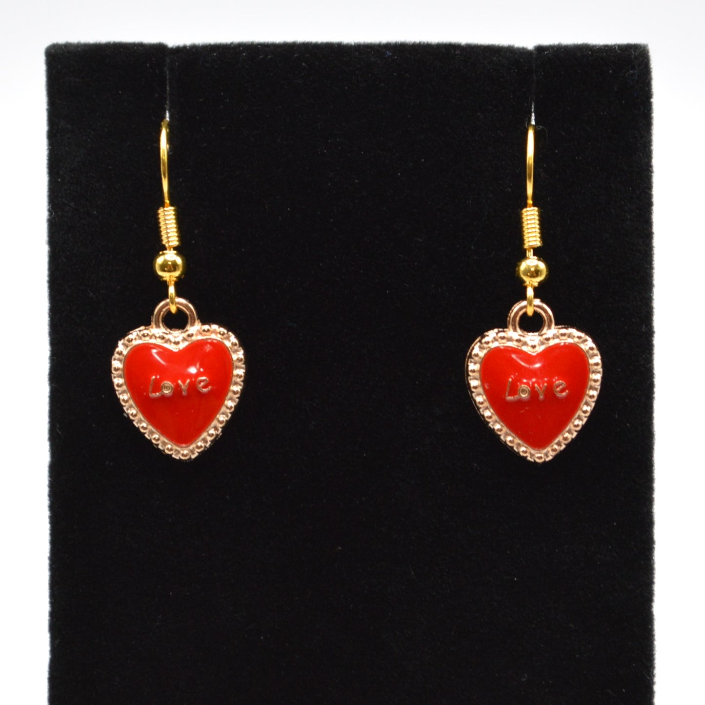 Red and Gold Heart Love Earrings