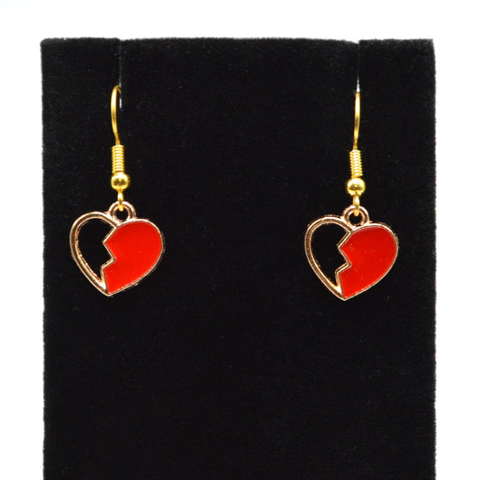 Red Heart with Cutout Earrings