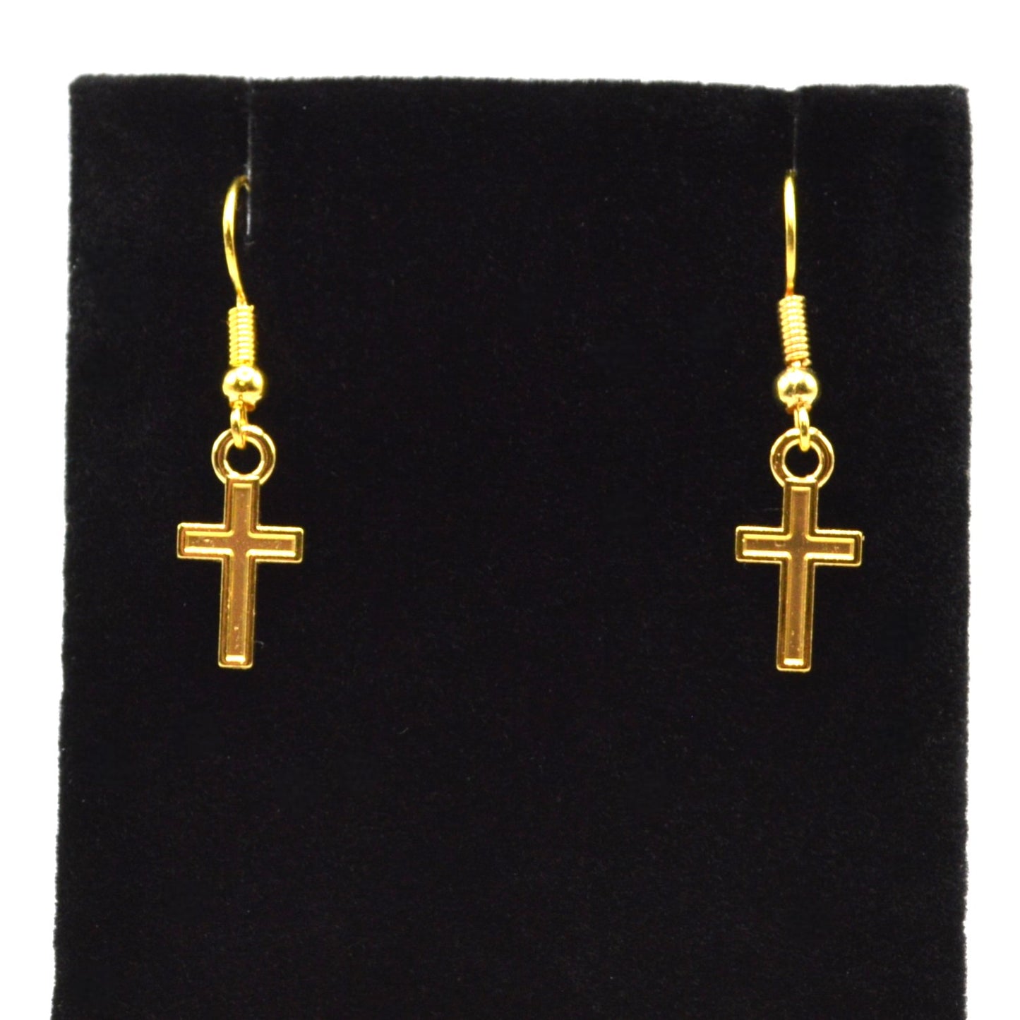 Gold Cross Dangle Earrings