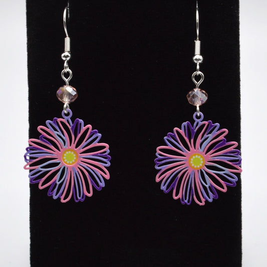 Pink and Purple Flower Earrings