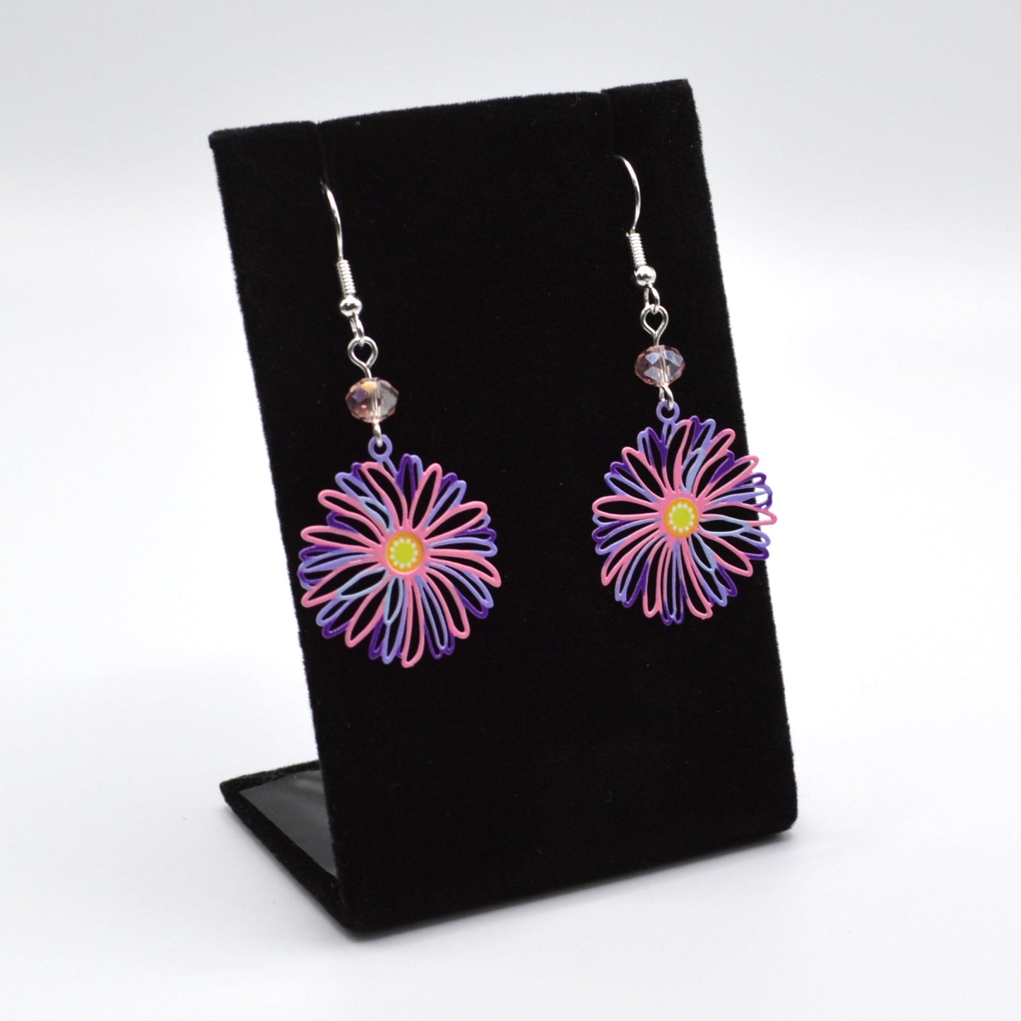 Pink and Purple Flower Earrings
