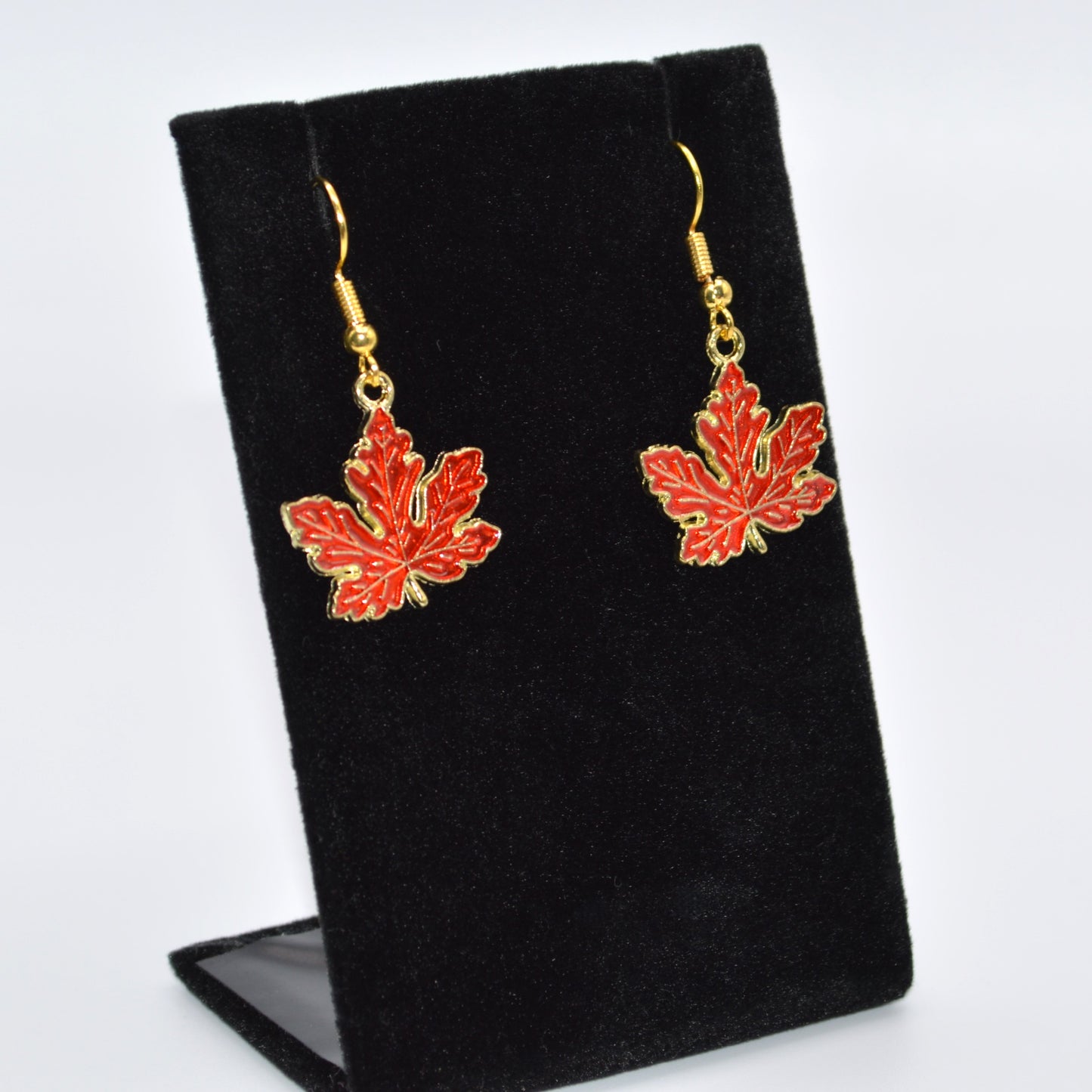 Shiny Orange Maple Leaf Earrings