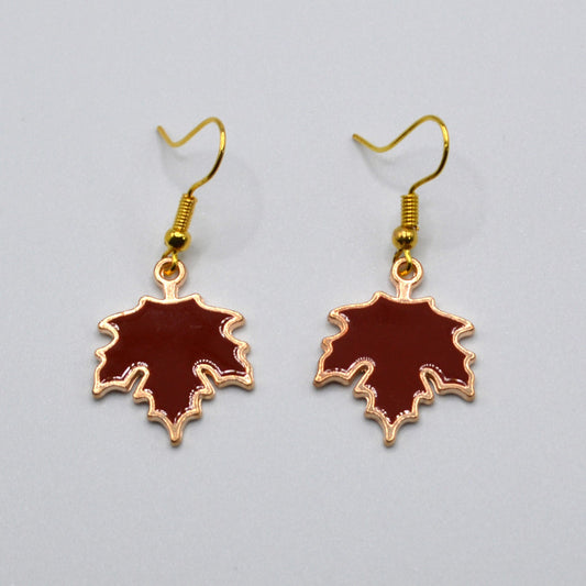 Light Brown Maple Leaf Earrings