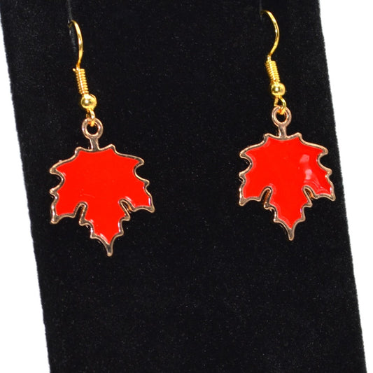 Red Maple Leaf Earrings