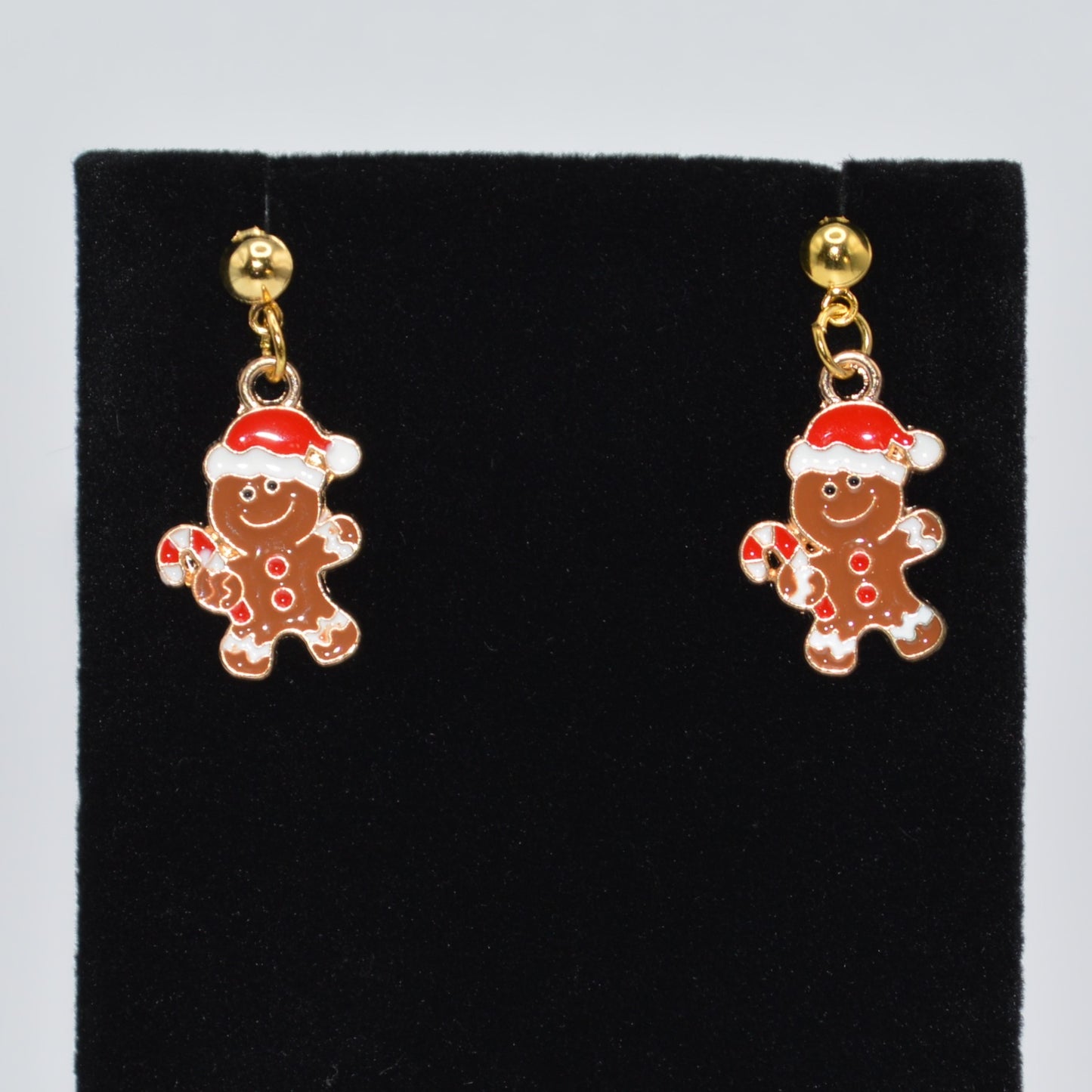 Gingerbread Boy with a Santa Hat Christmas Earrings