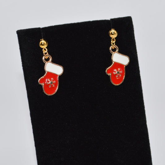 Red Mitten Christmas Earrings