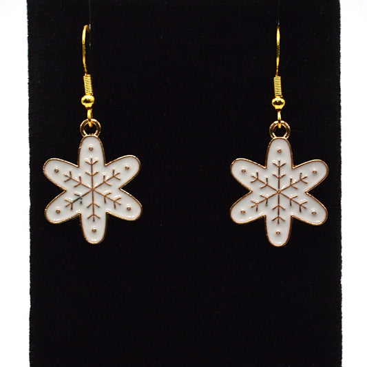 White Snowflake Winter Christmas Earrings