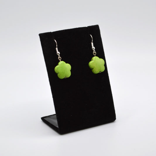 Lime Green Flower Earrings