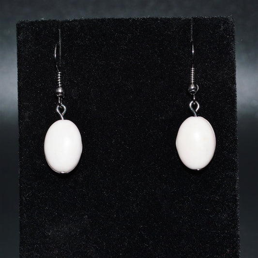 Resin Oval Earrings (White)