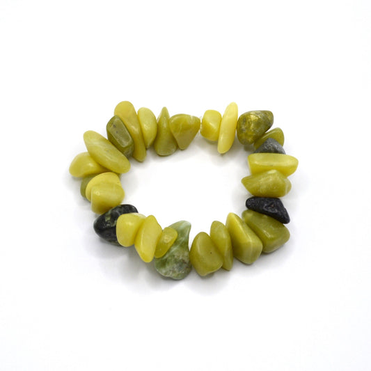 Olive New Jade Chip Stretch Bracelet