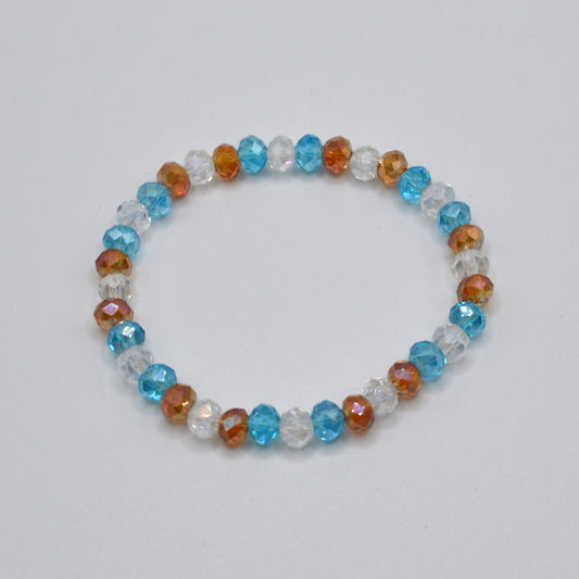 Blue and Peach Crystal Stretch Bracelet