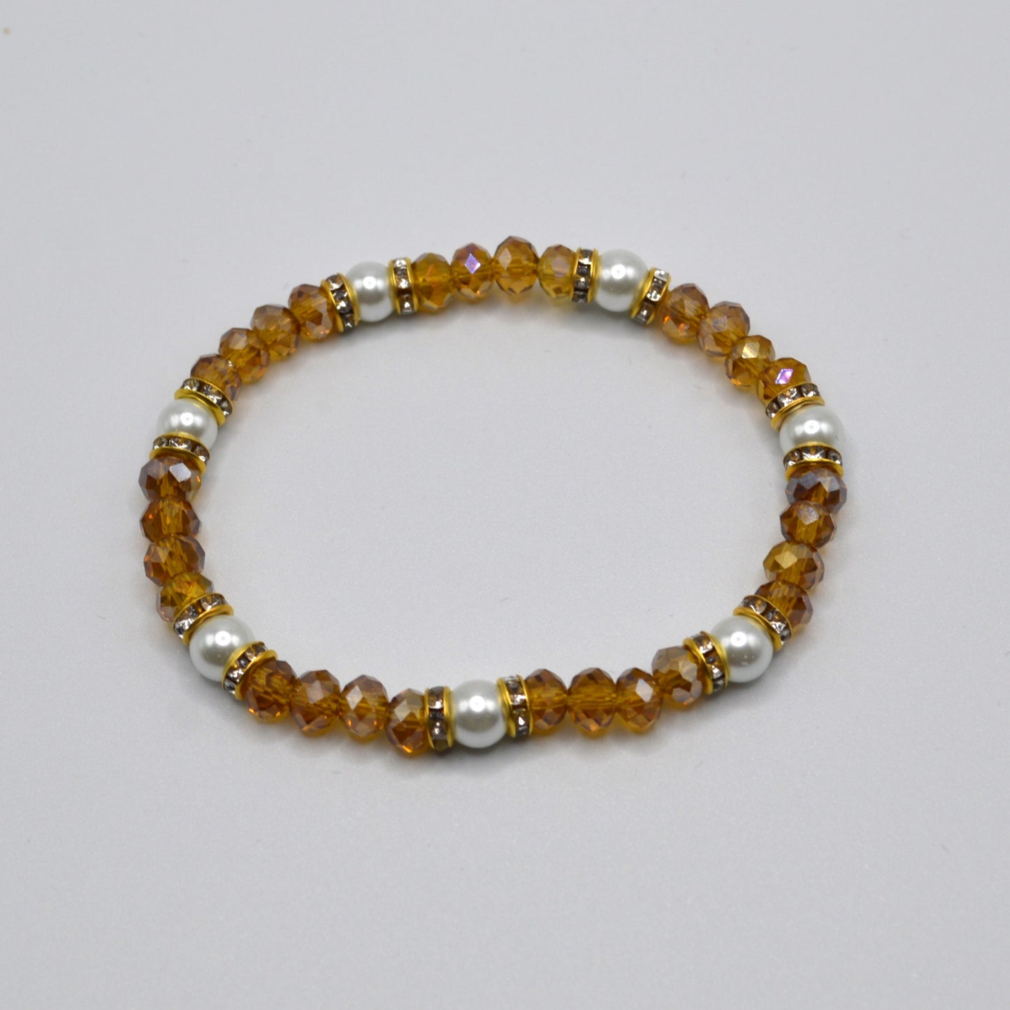 Topaz and Pearl Crystal Stretch Bracelet