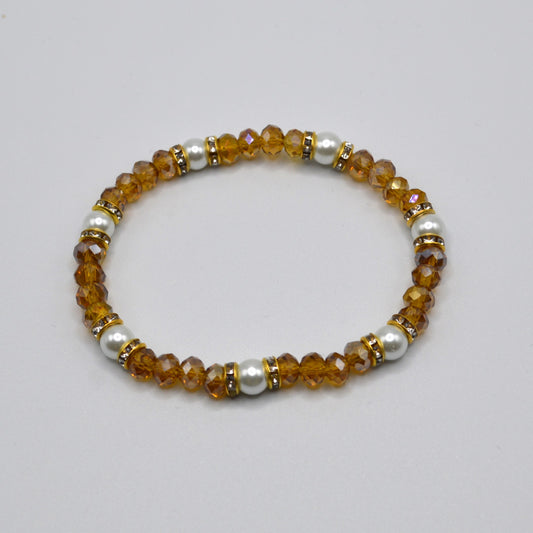 Topaz and Pearl Crystal Stretch Bracelet