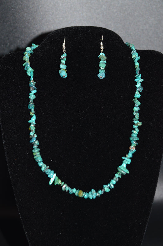 Turquoise Chips Necklace and Earring Set