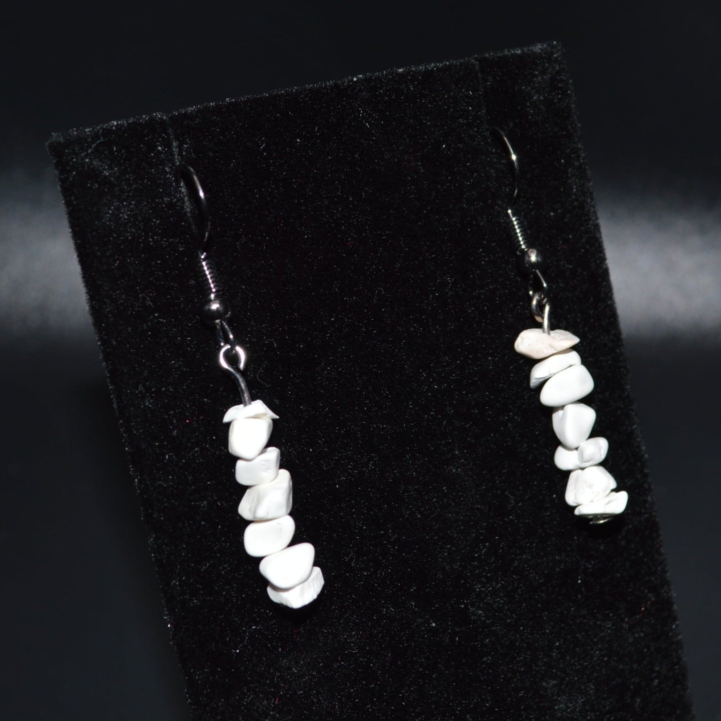 White Magnesite Chip Earrings