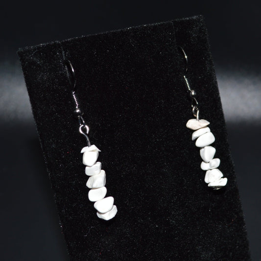 White Magnesite Chip Earrings