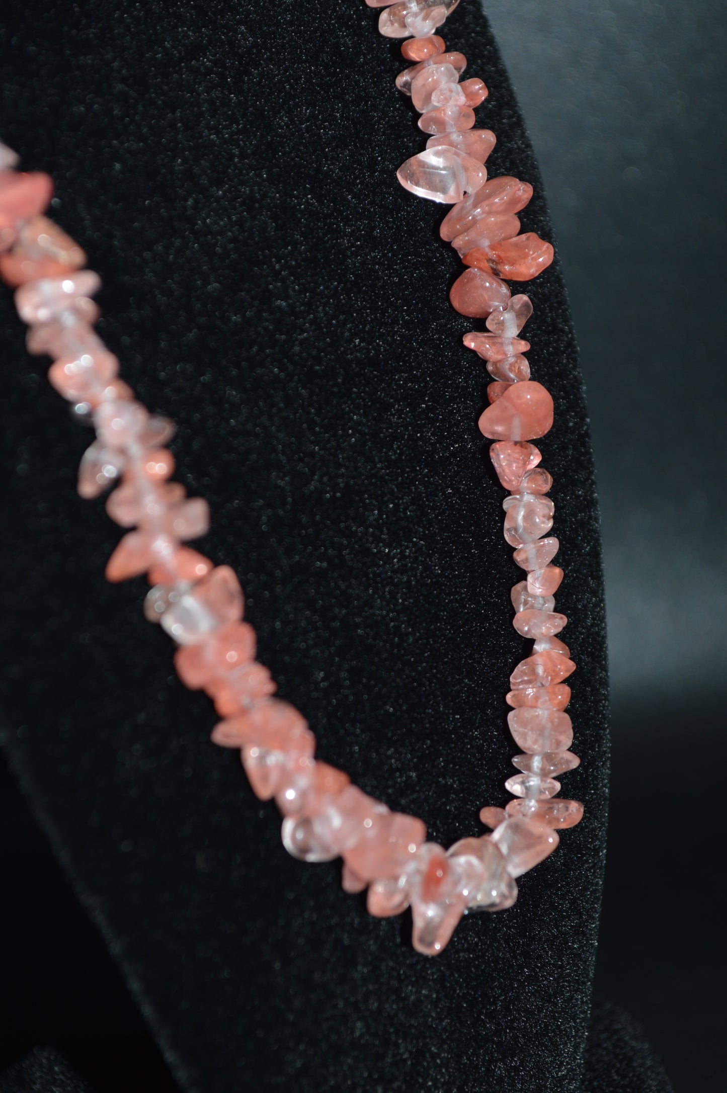 Cherry "Quartz" Glass Chips Necklace and Earring Set