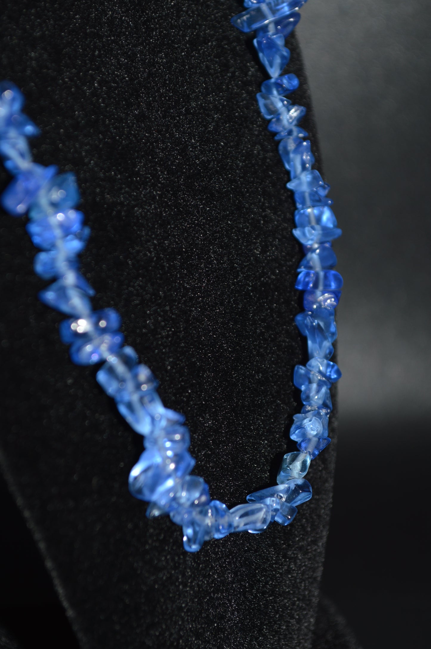 Blue Glass Chips Necklace and Earring Set