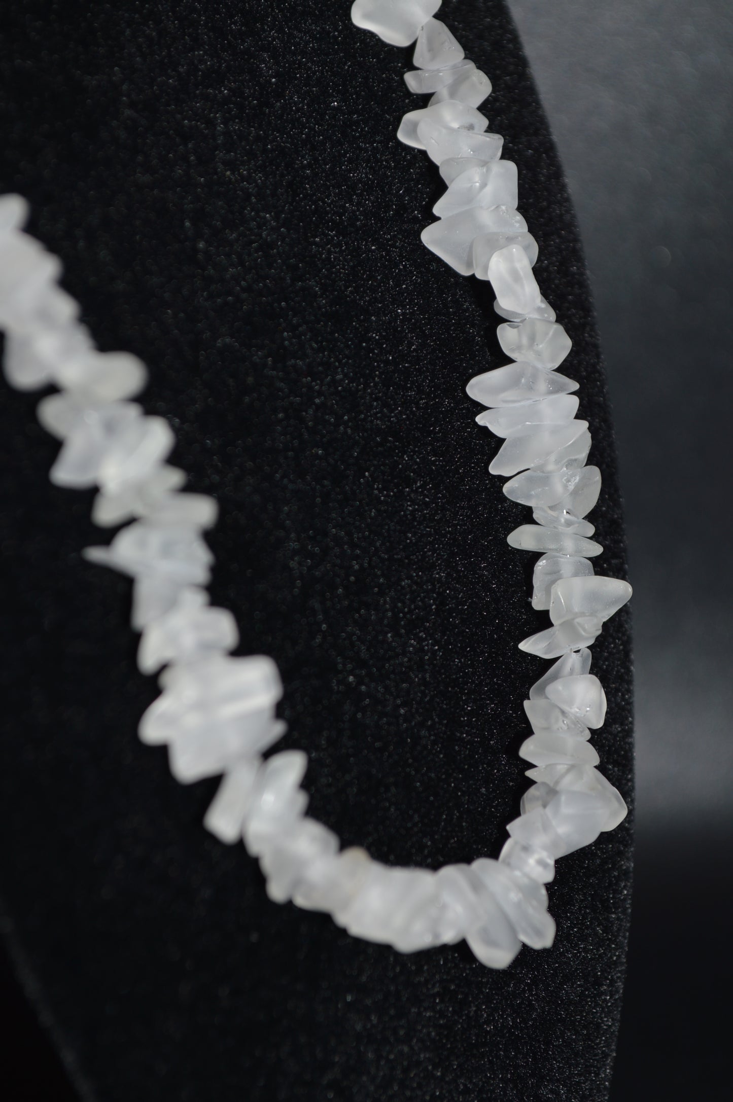 Frosted White Glass Chips Necklace and Earring Set
