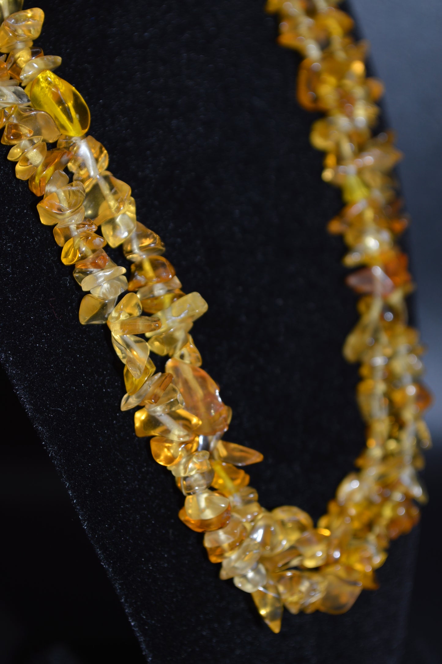 Glass Double Stranded Necklace and Earring Set (Yellow)