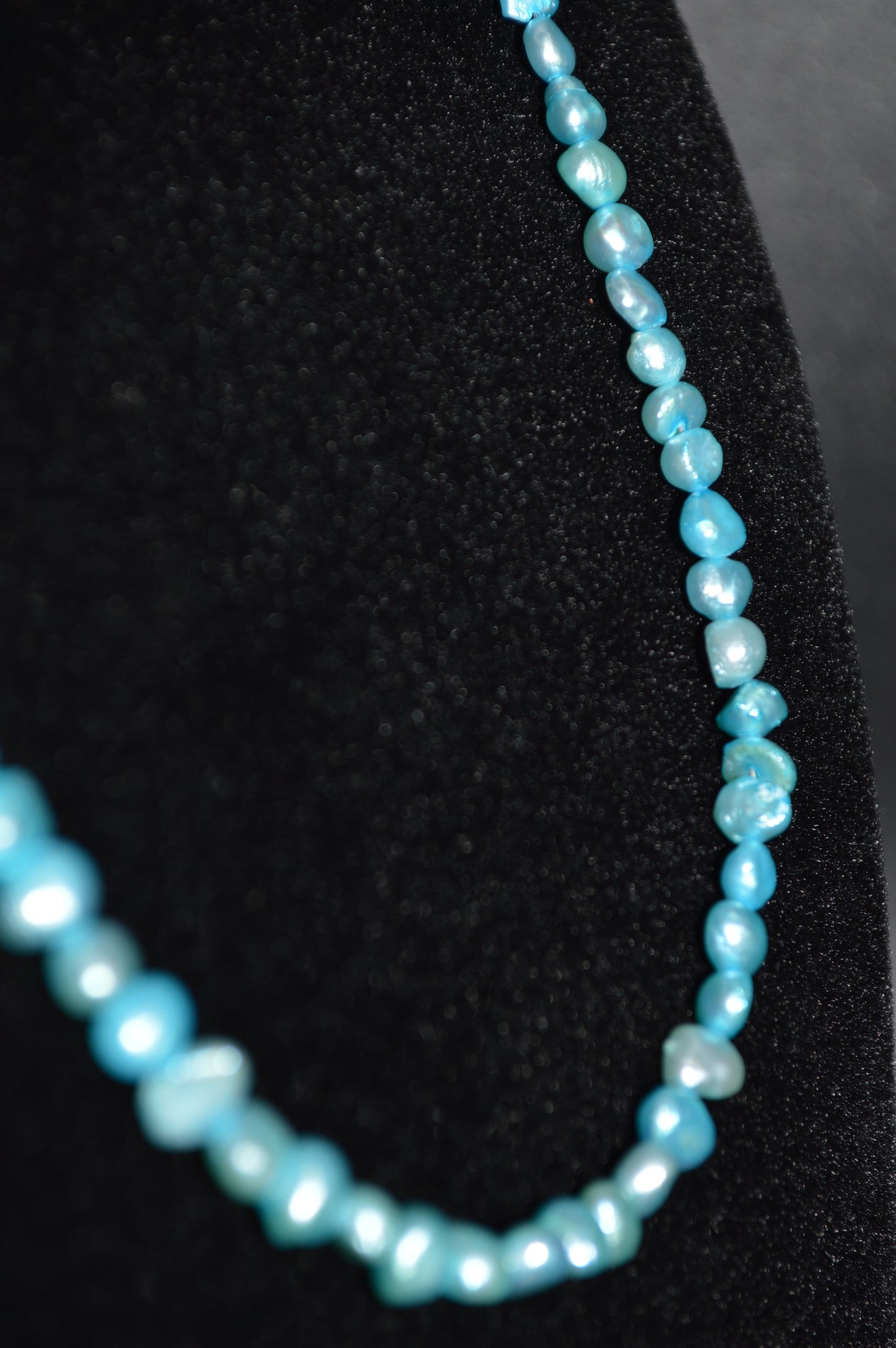 Teal Blue Freshwater Cultured Pearl Necklace and Earring Set