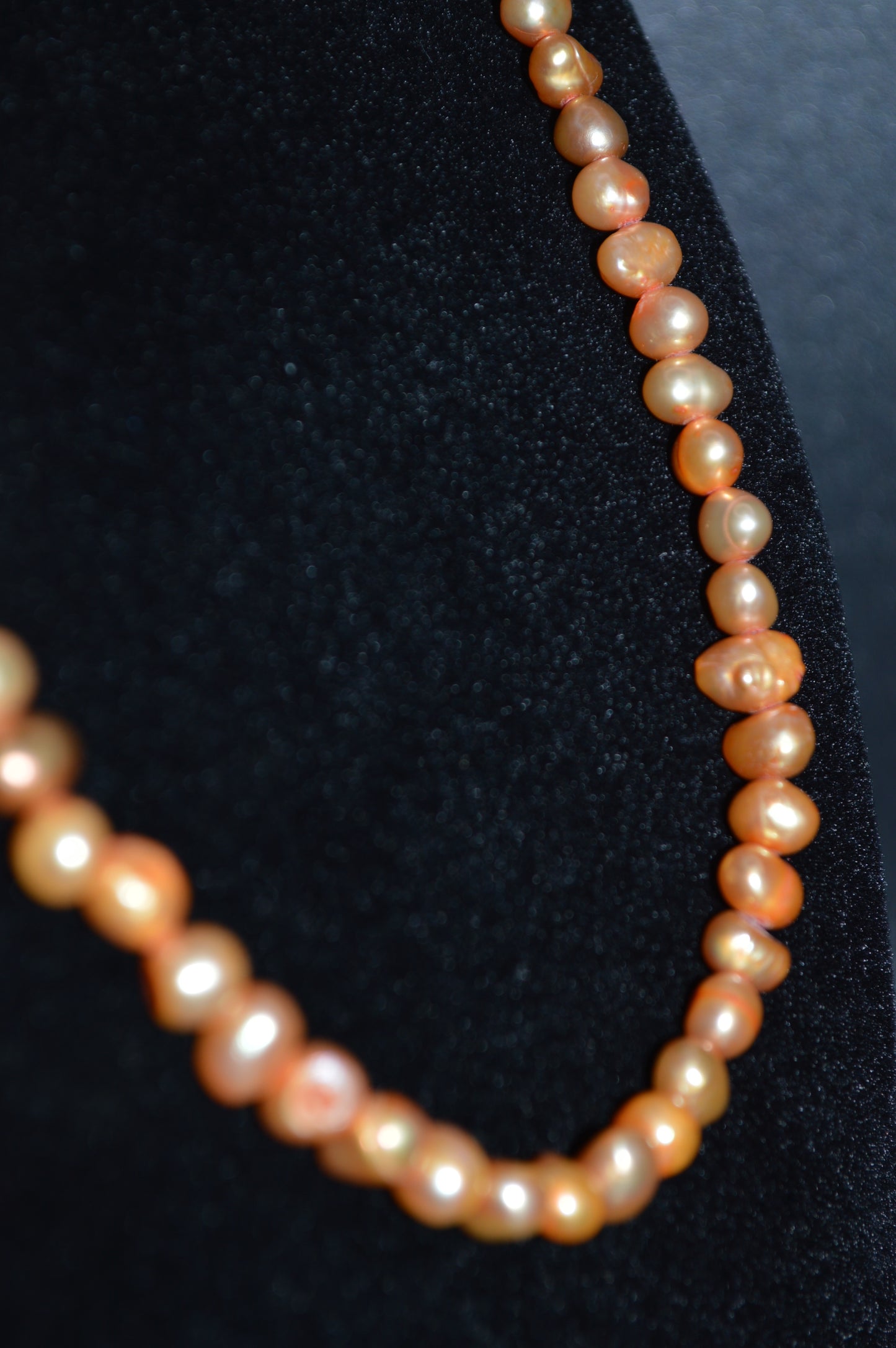Apricot Orange Freshwater Cultured Pearl Necklace and Earring Set