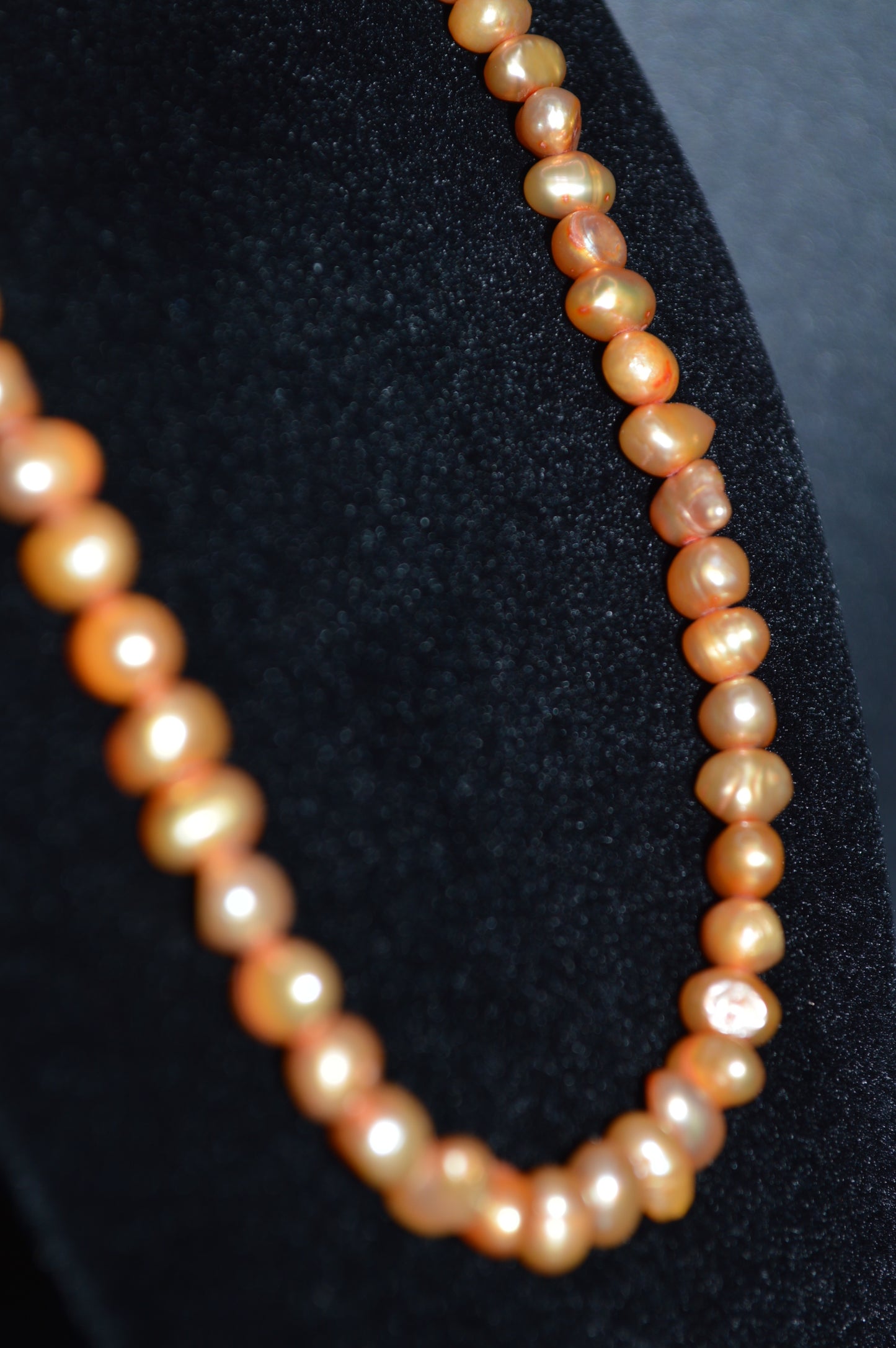 Apricot Orange Freshwater Cultured Pearl Necklace and Earring Set