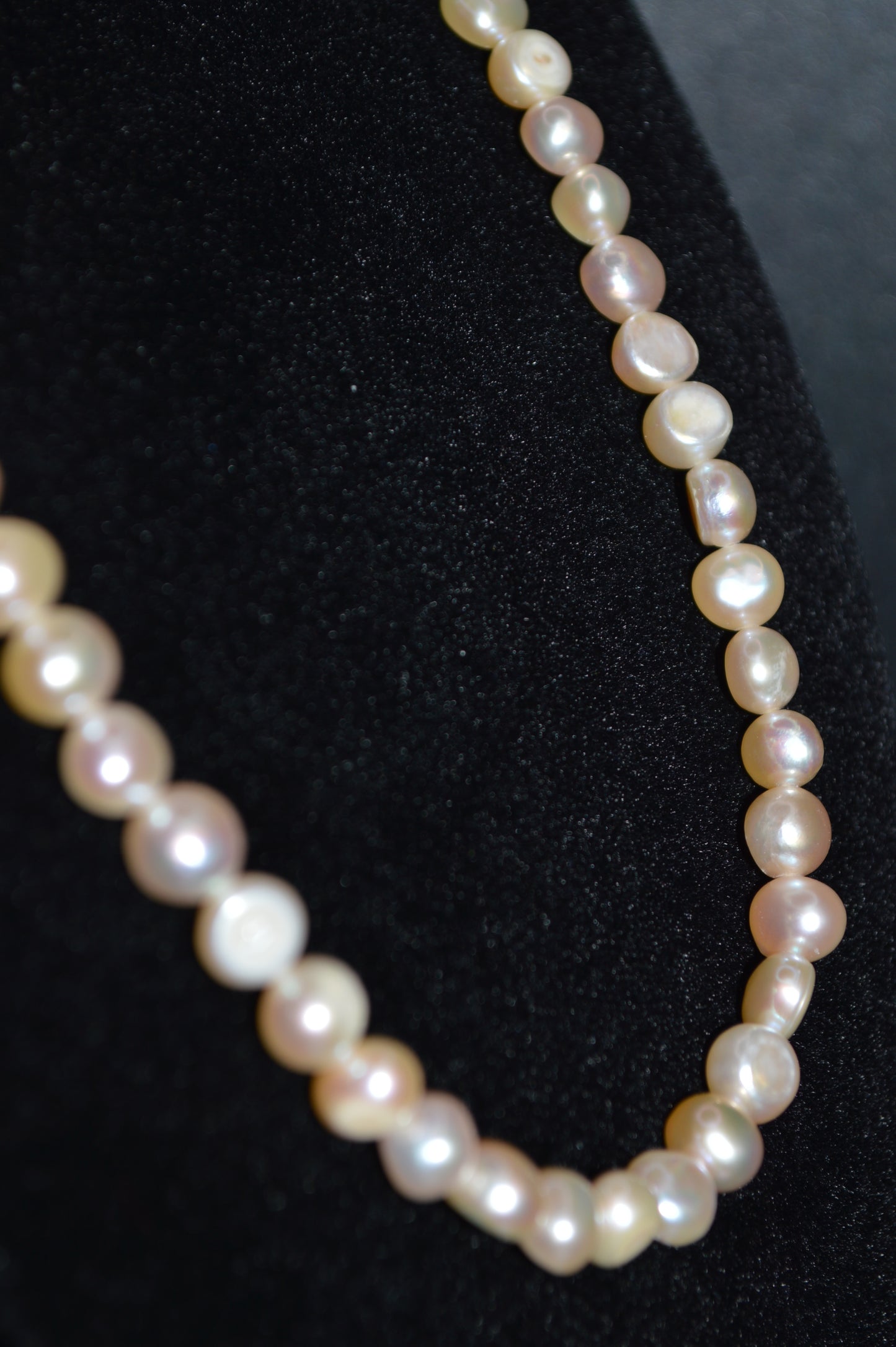 Peach Freshwater Cultured Pearl Necklace and Earring Set