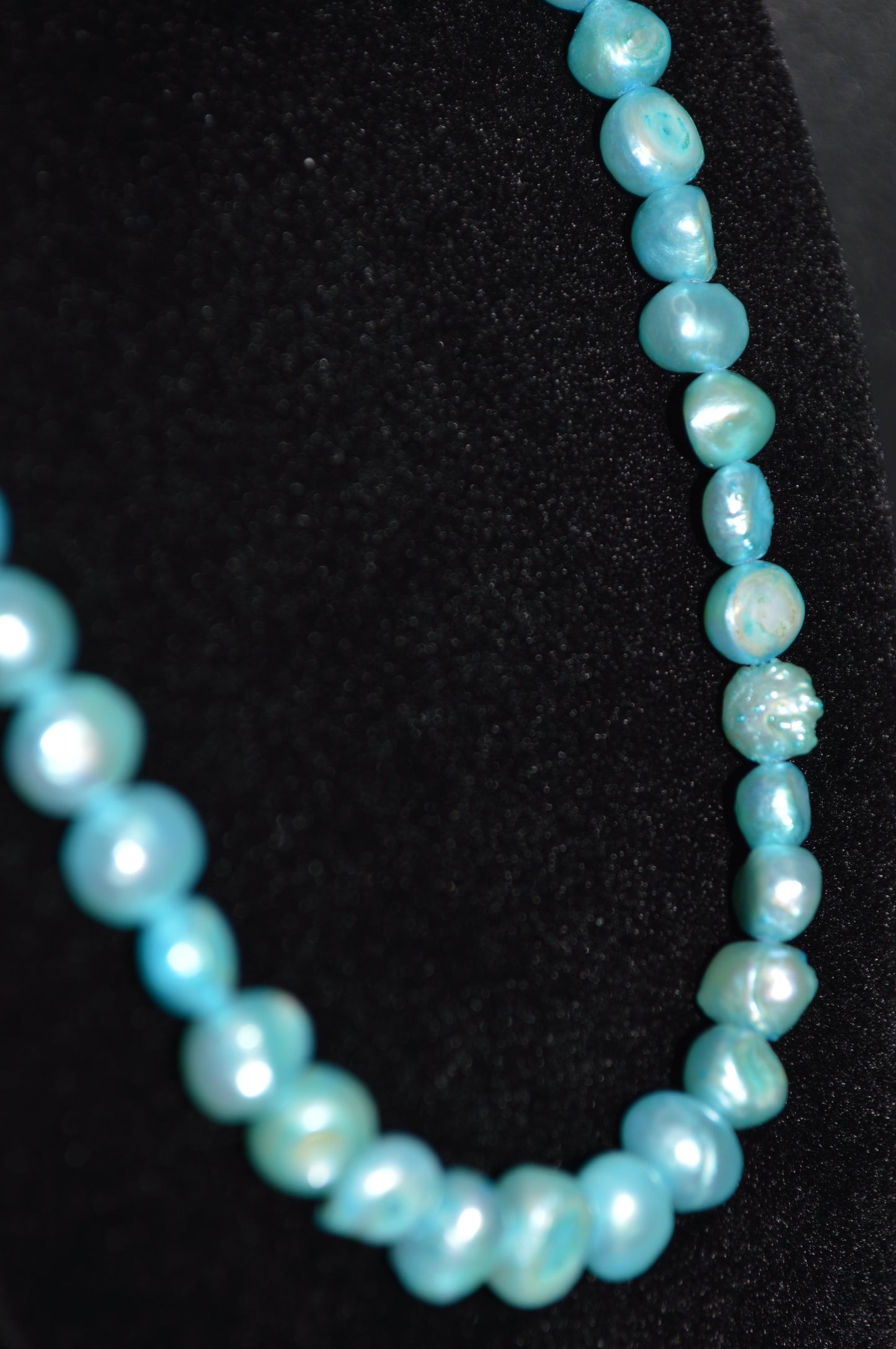 Teal Blue Freshwater Cultured Pearl Necklace and Earring Set