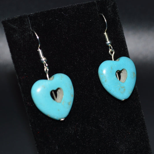 Resin Heart Earrings (Turquoise)