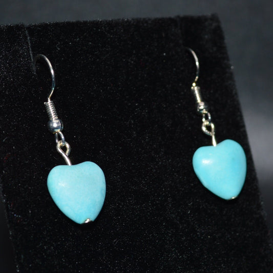 Small Turquoise Resin Heart Earrings